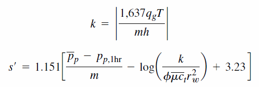 image Ecuaciones de permeabilidad y factor skin en una prueba de restauración de presión para pozo de gas