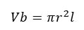 Si el tapón del núcleo tiene forma cilíndrica, el volumen aparente se calcula de la siguiente forma