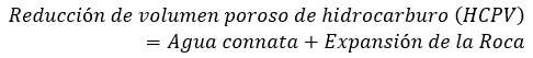 Reducción de volumen poroso de hidrocarburo