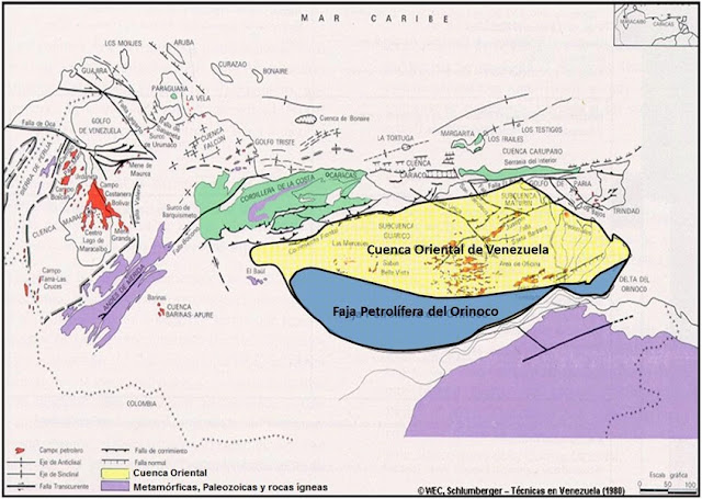 Ubicación de la Cuenca Oriental de Venezuela
