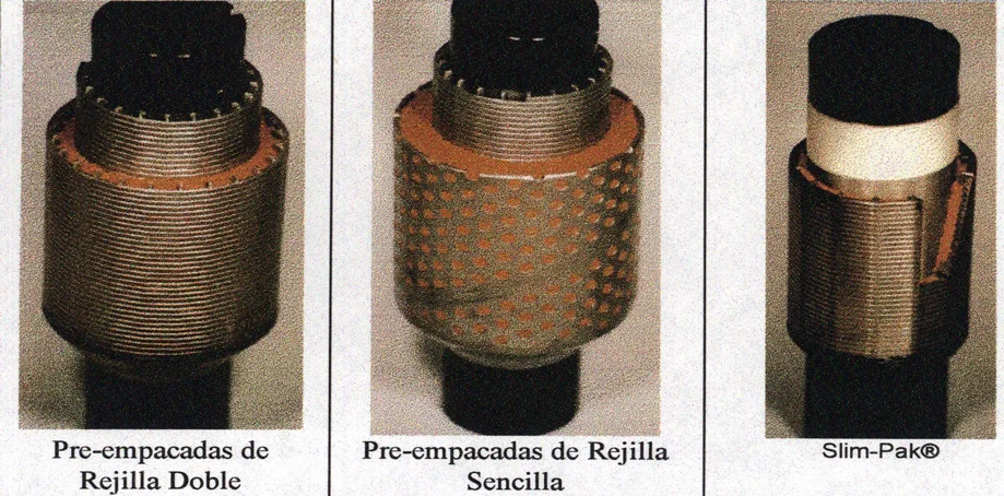 Tipos de rejillas pre-empacadas.